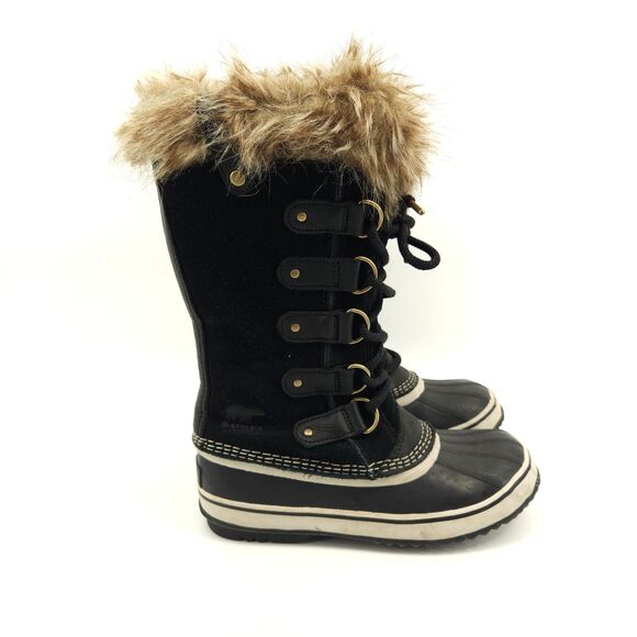 Sorel Tall Snow Boots Women Size 7 Suede Leather Faux Fur Lace - Picture 1 of 7